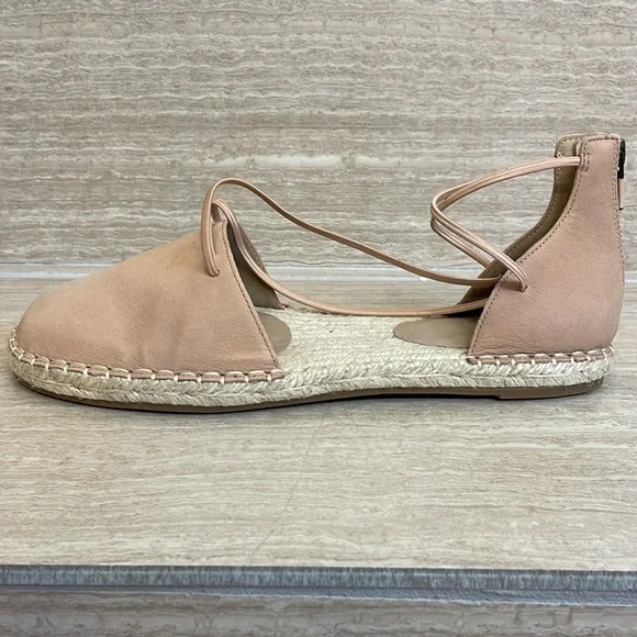 EILEEN FISHER UEC Sz 10 Leather Lace Up D'Orsay Espadrille Latte Sandal Nude - Picture 9 of 16